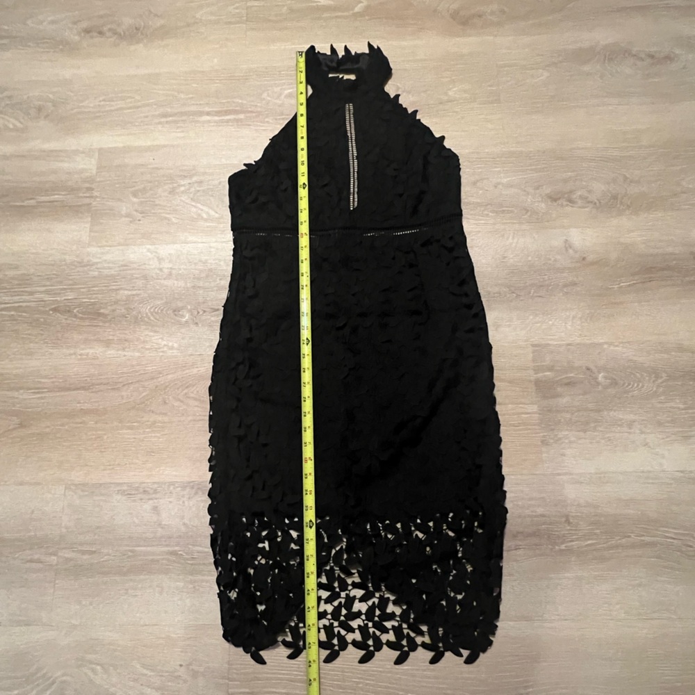 Bardot Gemma Black Lace Backless, Halter Neck, Lined Beautiful Designer Dress XL - Picture 9 of 15